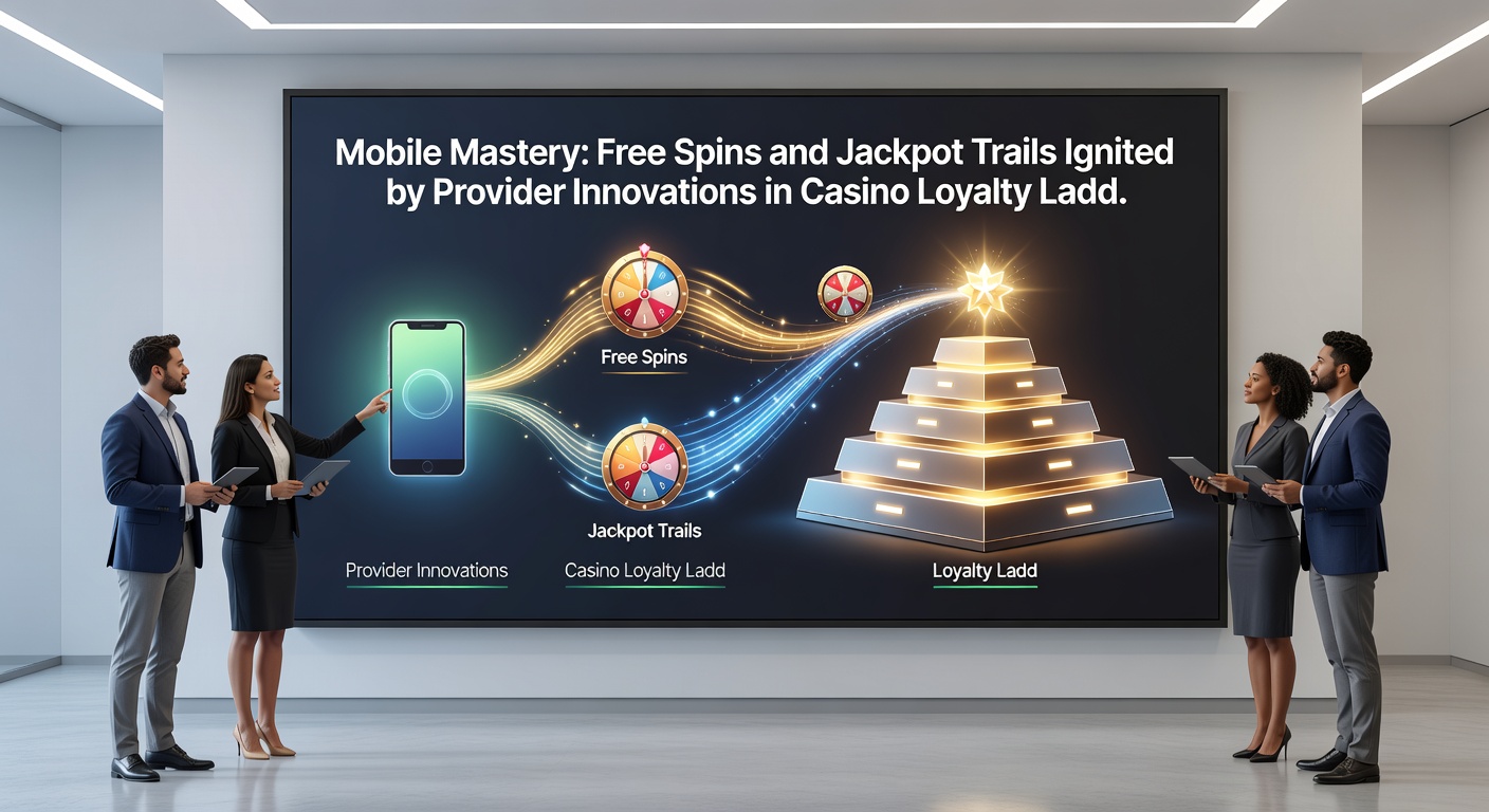 Detaillierte Grafik einer Casino-Loyalitätsleiter auf einem Tablet, mit leuchtenden Free-Spins-Icons und aufsteigenden Jackpot-Pfaden